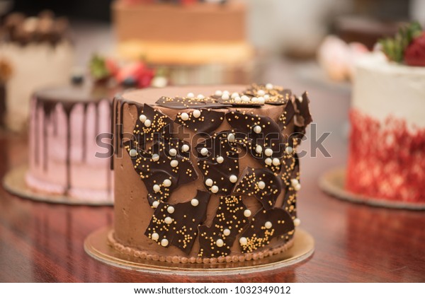 Chocolate Cake Decorated Broken Dark Chocolate Royalty Free