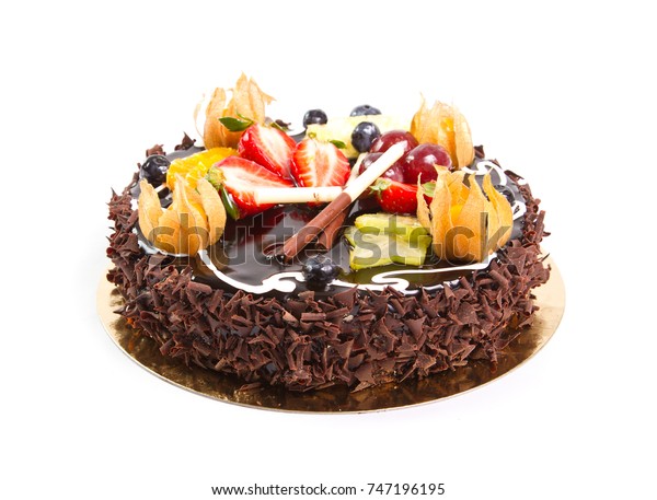 Chocolate Cake Fresh Fruit Decoration Stock Photo Edit Now