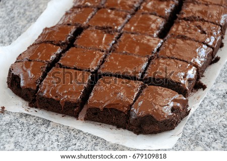 Similar – Image, Stock Photo Chocolate brownie pieces on wooden background