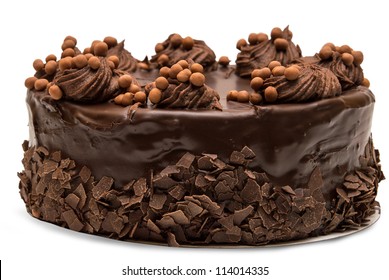 Chocolate Cake Isolated On White Background