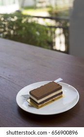 Chocolate Cake Kitkat Plate On The Table