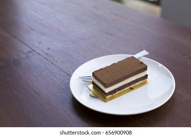 Chocolate Cake Kitkat Plate On The Table