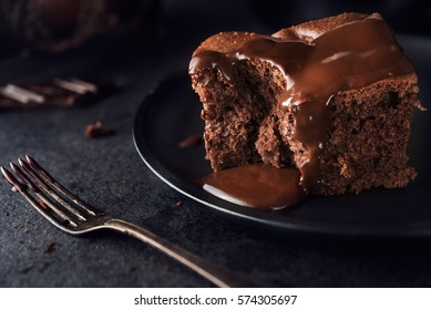 Chocolate Cake On Dark Background