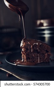 Chocolate Cake On Dark Background