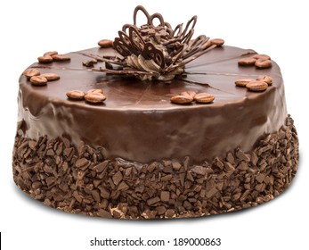 Chocolate Cake On White Background