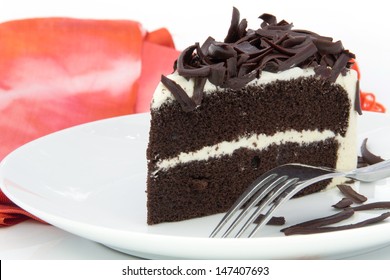 Chocolate Cake On White Plate