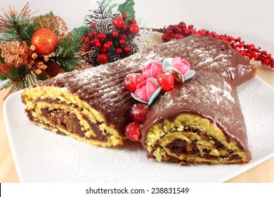 Chocolate Cake Roll, Christmas log, Buche de Noel