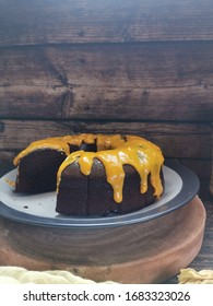 Chocolate Cake With Salted Egg Sauce