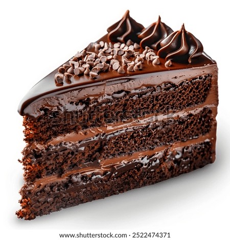 a chocolate cake seen from a side view isolated on a white background