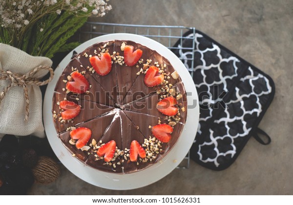 Chocolate Cake Valentine Day Decorate By Stock Photo Edit