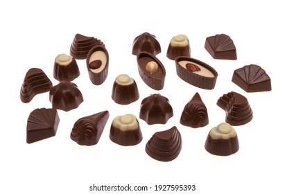chocolate candies isolated on white background 