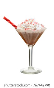 Chocolate Candy Cane Martini With Peppermint Stick