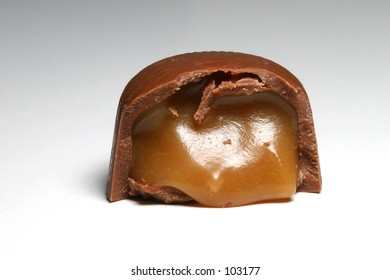 Chocolate Candy With Caramel Center.