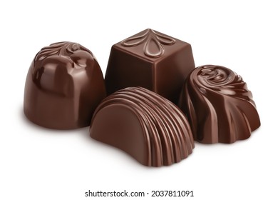 Chocolate candy isolated on white background with clipping path and full depth of field