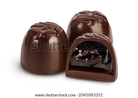Chocolate candy isolated on white background with clipping path and full depth of field