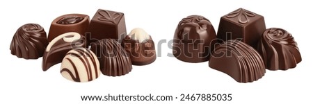 Chocolate candy isolated on white background with full depth of field