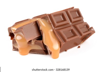 Chocolate With Caramel On A White Background