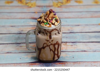 Chocolate, Caramel And Peanut Butter Shake