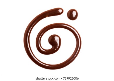 Chocolate Caramel Sauce Swirl On A Plain White Backround