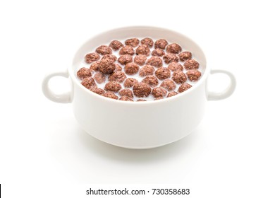 chocolate cereal bowl isolated on white background