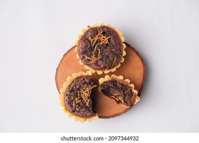 Chocolate Cheese Cake Shot From Above In White Background