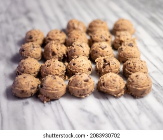 Chocolate Chip Cookie Dough Balls On Marble