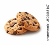 Chocolate chip cookie isolated on white background