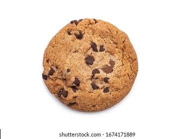 Chocolate Chip Cookie Isolated On White Background