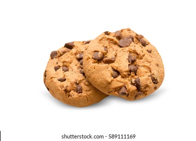 Chocolate Chip Cookie Isolated On White Background