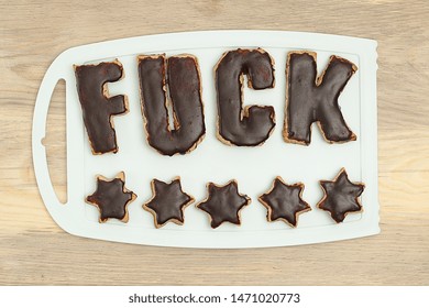 Chocolate Chip Cookie Letters On A Blackboard