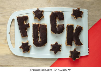 Chocolate Chip Cookie Letters On A Blackboard