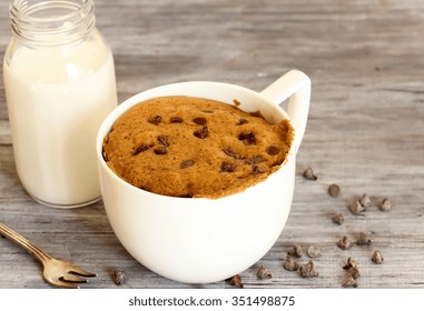 Chocolate Chip Cookie Mug Cake, Selective Focus