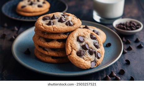 Chocolate Chip Cookies: Classic cookies with a crispy edge, chewy center, and melty chocolate chips. Best enjoyed warm with a glass of milk.

 - Powered by Shutterstock