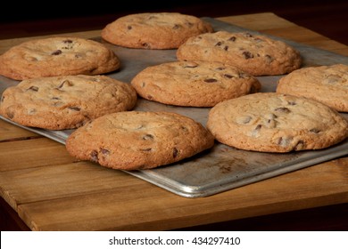 Chocolate Chip Cookies On A Cookie Sheet