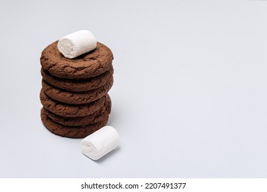 Chocolate Chip Cookies Stack of Cookies Homemade Cookies Blue Background Copy Space - Shutterstock ID 2207491377