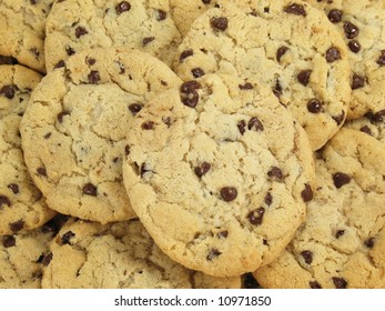 Chocolate Chip Cookies, Still Warm And Gooey From The Oven.