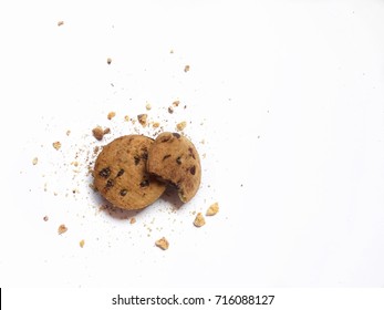 Chocolate Chip Cookies In White Background