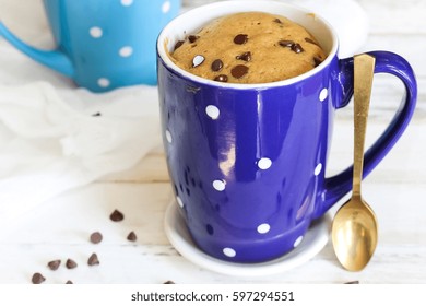 Chocolate Chip Microwave Mug Cake, Selective Focus