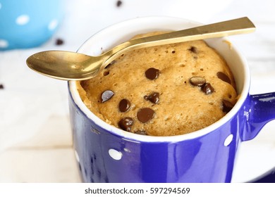 Chocolate Chip Microwave Mug Cake, Selective Focus