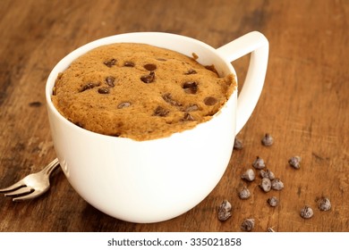 Chocolate Chip Mug Cake / Microwave Mug Cake, Selective Focus