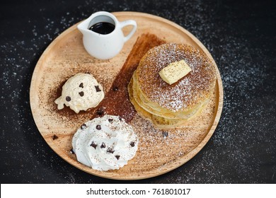 Chocolate Chip Pancake With Ice Cream