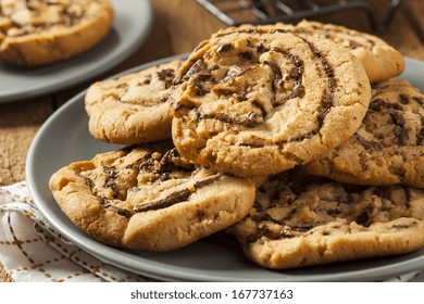 Chocolate Chip Peanut Butter Pinwheel Cookie In A Pile