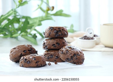 Chocolate Chip Scone And Coffee Cup On The Table