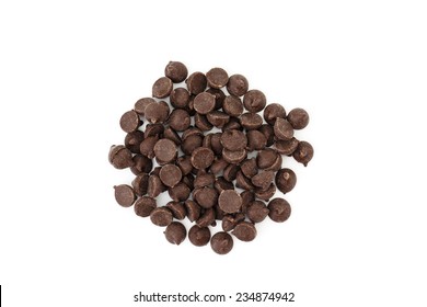 Chocolate Chips From Above On White Background