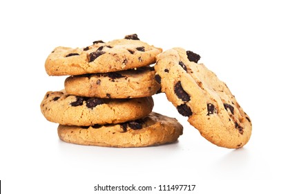 Chocolate Chips Cookies Isolated On White