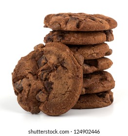 Chocolate Chips Cookies Isolated On White