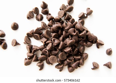 Chocolate Chips Isolated On White Background