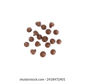 Chocolate Chips Isolated, Scattered Chocolate Sprinkles, Decorative Cocoa Drops, Morsels, Cookie Decoration Ingredient, Small Confectionery Chip Pieces on White Background - Powered by Shutterstock