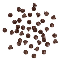 Chocolate Chips Morsels Or Drops Spread From Top View Isolated On White Background