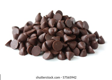 Chocolate Chips On White Background